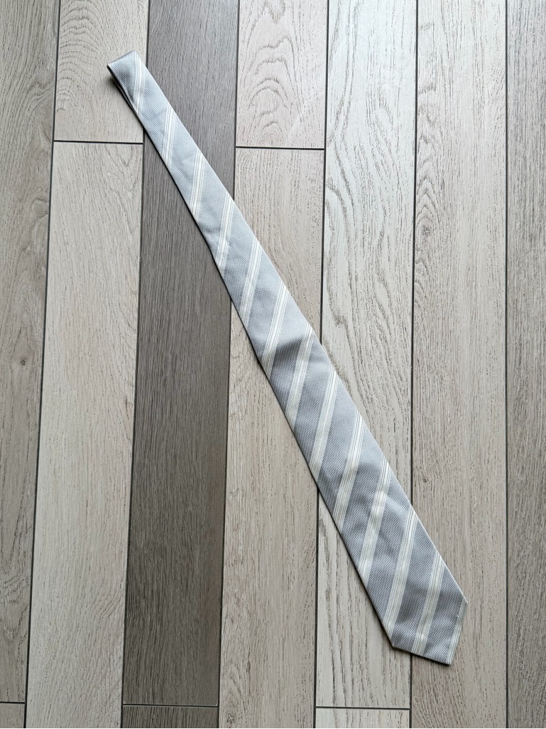 Marco Cellini Hand Made In Italy Light Gray Striped Mens Tie